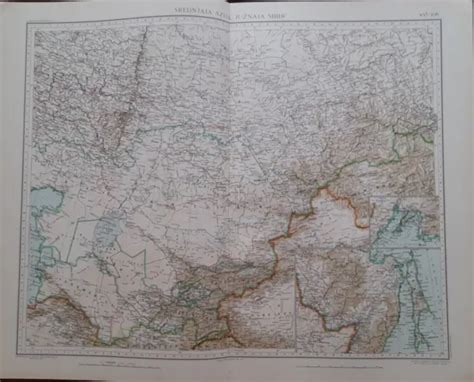 Carta Geografica Mappa Con Scheda Anno Asia Centrale Siberia