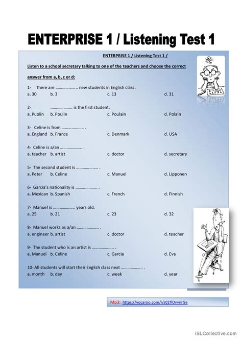 Listening Test Discussion Starters  English Esl Worksheets Pdf And Doc