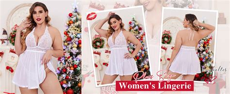 Avidlove Women Babydoll Lingerie Lace Chemise Halter Backless Sleepwear Plus Size White At