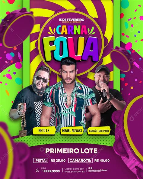 Flyer Story Carna Folia Social Media Psd Editável [download] Designi