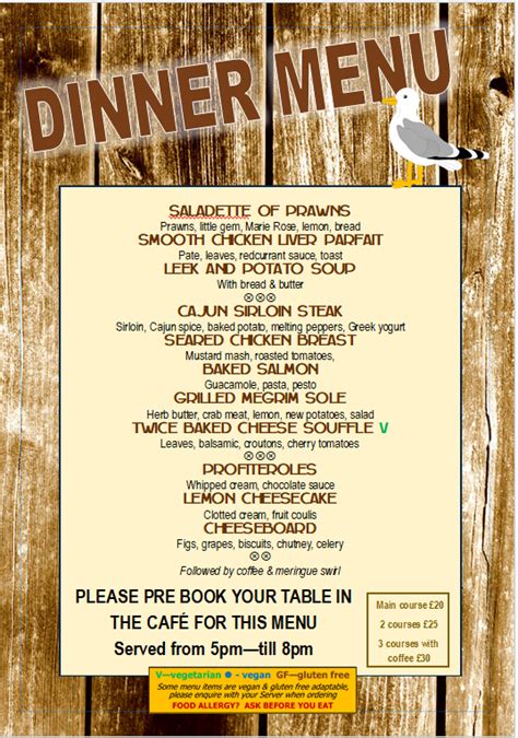 Dinner Menu Cafe Jan 22 Heights Hotel