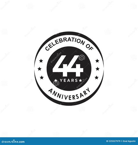 44th Year Anniversary Logo Design Template Stock Vector Illustration