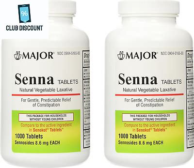 Senna 8 6 Mg Natural Vegetable Laxativ 1000 Tablets Generic For Senekot