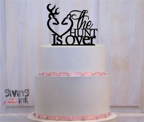 The Hunt Is Over Hunting Wedding Cake Toppers Buck And Doe Heart Rustic Wedding Deer Cake