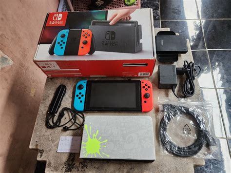 Nintendo Switch V1 Cfw Atmos Neon Red Blue Fullset Cfw Atmos 128gb 00