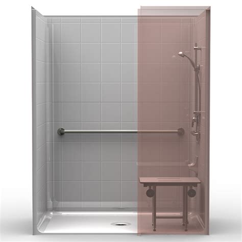 Ada Roll In Shower W Wing Wall Six Piece 63x37 8 Inch Tile Look