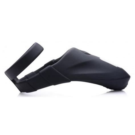 Trinity Men Rechargeable Silicone Cock Ring With Vibrating Taint Stimulator Black Sex Toys