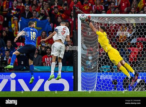 Italy's goalkeeper Gianluigi Donnarumma saves a shot during the Euro ...