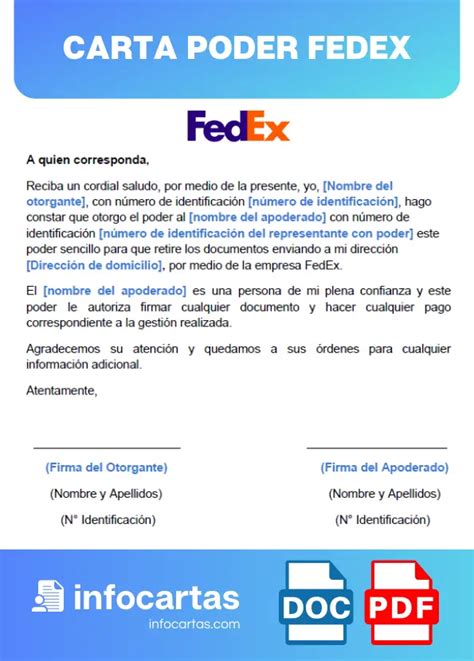 Carta Poder Para Fedex Ejemplos Y Formatos Gratis