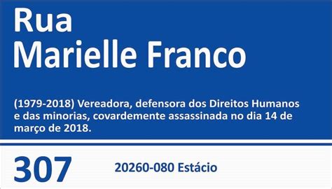 Placa De Rua Marielle Franco Rio De Janeiro Brasil X Cm Best