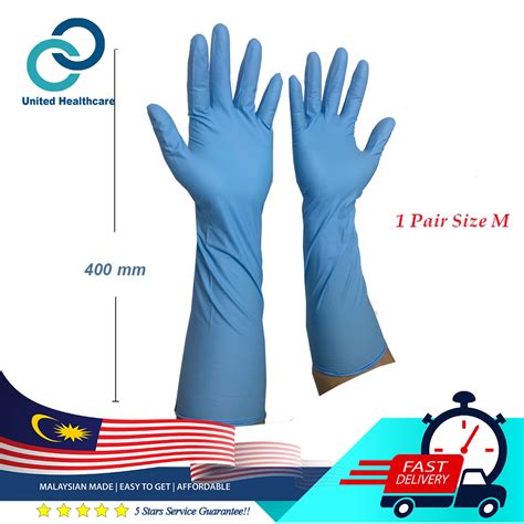 Elbow Length Mm Powder Free Nitrile Glove Blue Pair Pack M Size