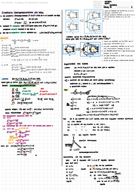 Exam Booklet Zusammenfassung Grundlagen Der Theoretischen