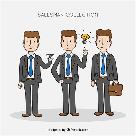 Free Vector Salesman Collection In Different Positions