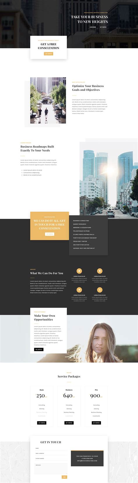 Business Consultant Landing Page Divi Layout By Elegant Themes