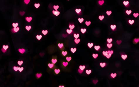 Pink Hearts Wallpaper K Illuminated Black Background