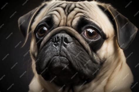 Premium Photo Pug Dog Portrait Close Up Portrait Of Pug Lovely