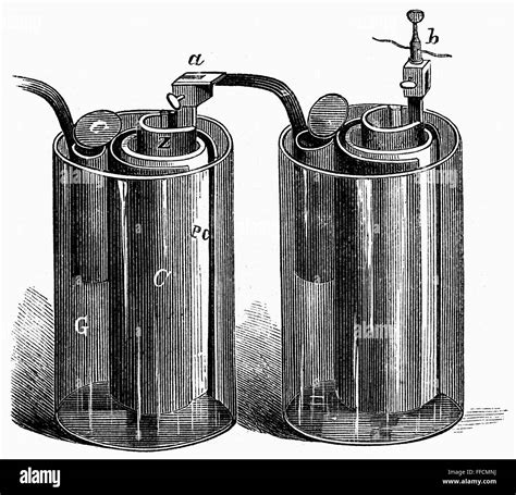 DANIELL CELL, 1836. /nBattery known as a Daniell Cell, invented by ...