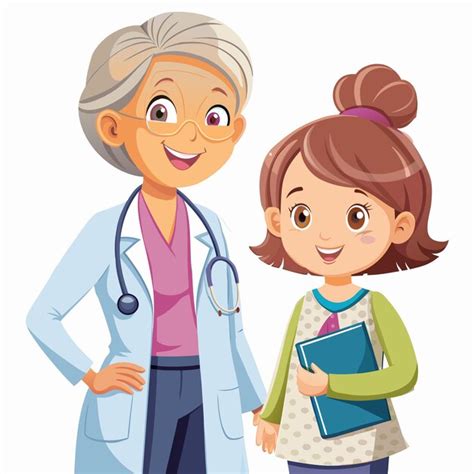 Premium Vector Cartoon Female Pediatrician Elderly Female Patient