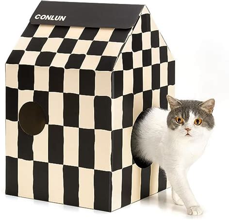 Conlun Maison Pour Chat En Carton Avec Griffoir Pour Chat Carton Et