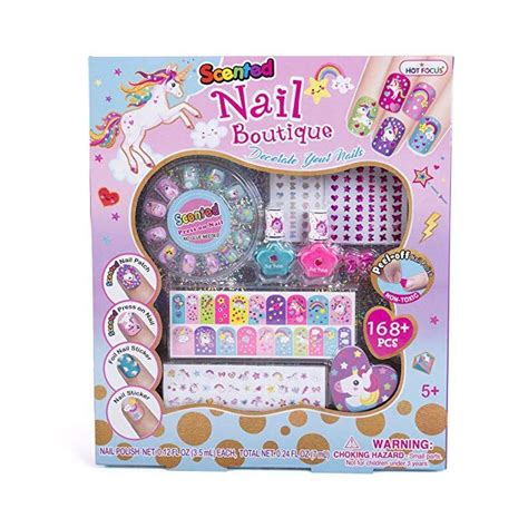 Hot Focus Scented Nail Boutique 168 Piece Unicorn Nail Art Kit Includes Press On Nails Nail