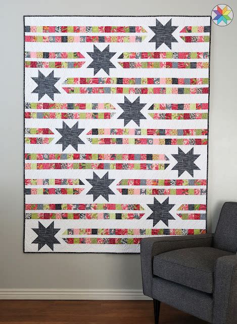 A Bright Corner Star Trails Quilt In Tulip Tango Fabrics