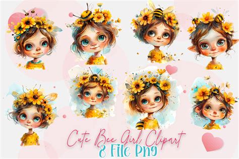 Cute Bee Girl Sublimation Clipart Graphic By Nutty Creations Creative