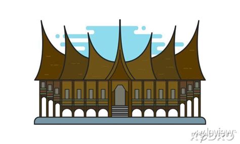 Illustration Of Rumah Gadang Traditional House From West Sumatra