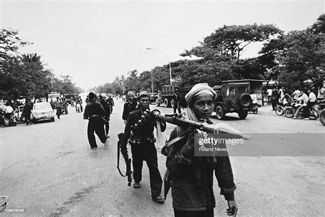 The Fall Of Phnom Penh A Column Of Khmer Rouge Regulars Move Deeper