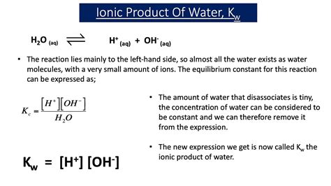 The Ionic Product Of Water Kw A Chemistry Youtube