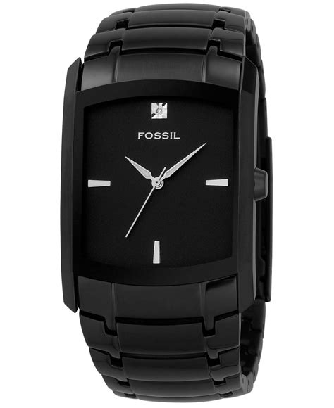 Fossil Mens Diamond Accent Black Ion Plated Stainless Steel Bracelet Fs4159 For Men Lyst