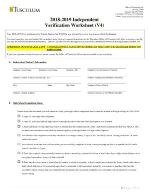 Fillable Online Independent Verification Worksheet V Fax