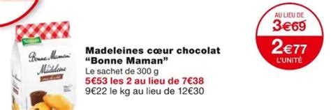 Promo Madeleines cœur chocolat BONNE MAMAN chez Monoprix