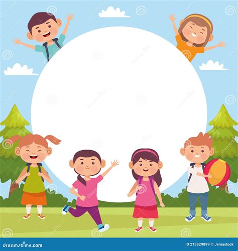 Kids Outdoor Activities Set Cartoon Vector 73998151