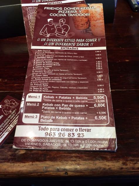 Menu At Friends Doner Kebap Restaurant Valencia