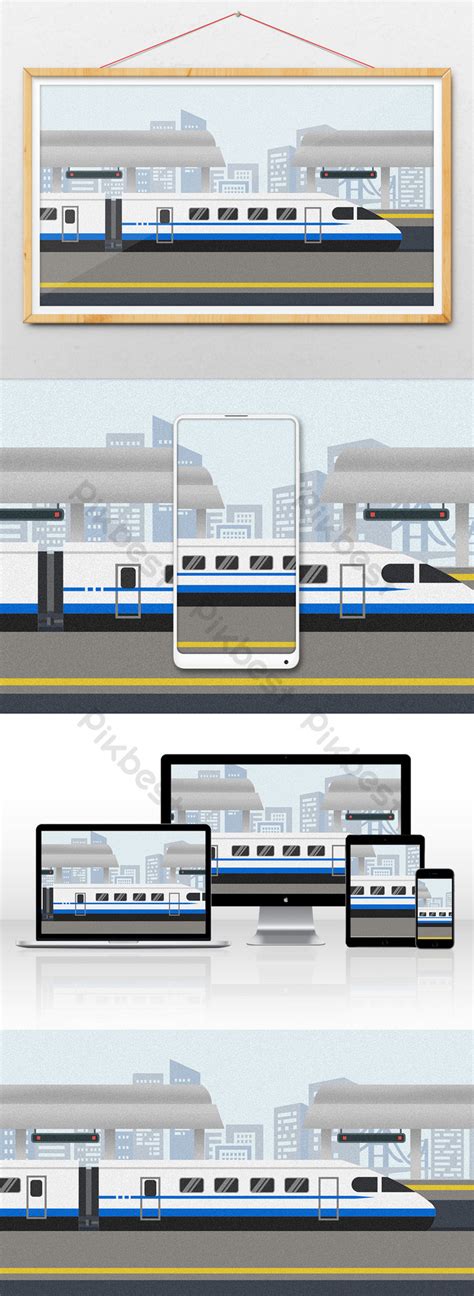 Cartoon Drawing High-speed Rail Train Illustration Background ...