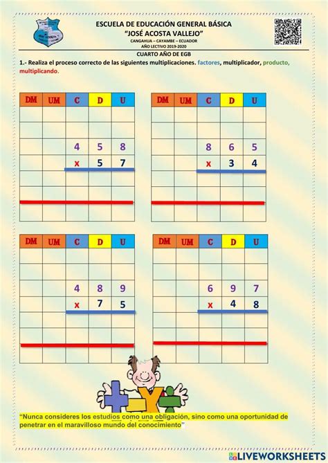 Multiplicaciones 2 Cifras Activity Live Worksheets