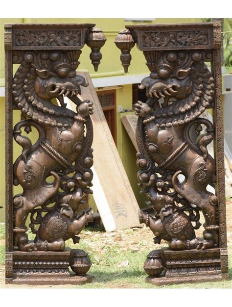 The Mythical Yazhi Wall Pillar Pair Carved Wall Art Styrofoam Art