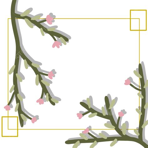 Schattig Frame Png Bloem Takje Grens Gratis Download Kader