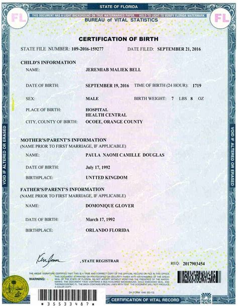 Florida Birth Certificate Template Psd In Birth Certificate