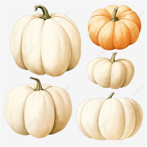 Watercolor White Pumpkin Clipart, Pumpkin Clipart, Watercolor Clipart, White PNG Transparent ...