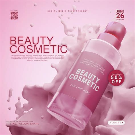 Premium Psd Cosmetic Bottle Mockup Template With Splashing Of Liquid