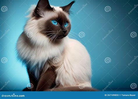 Stunning Balinese Cat with Blue Eyes Stock Illustration - Illustration ...