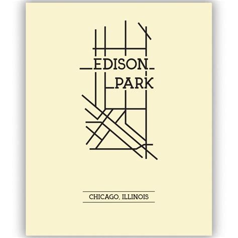 Edison Park Chicago Neighborhood Map 8x10 Wall Art Print Etsy