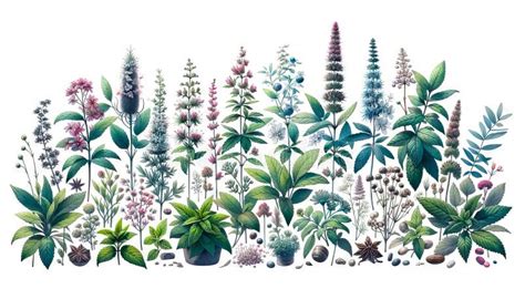 Digital Art Of Collection Of Medicinal Plants And Herbs Variety Of