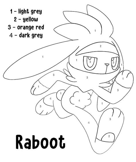 Raboot Color By Number Pokemon Pokemon Coloring Pages Pokemon