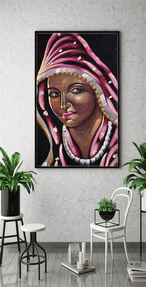 Women Oil Painting Indian Women Oil Painting Portrait Etsy