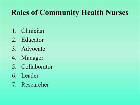 Role Of Community Health Nurse Pptx