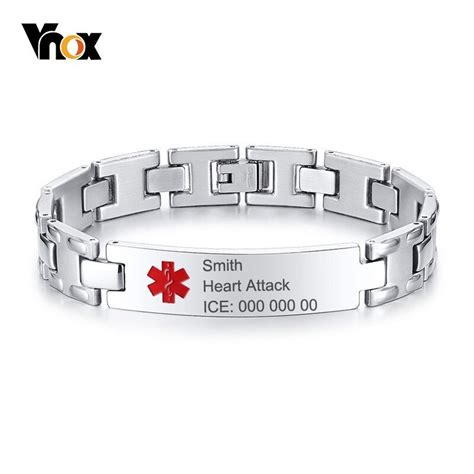 Vnox Free Engraving Medical Alert Id Bracelets For Men Mm Stainless