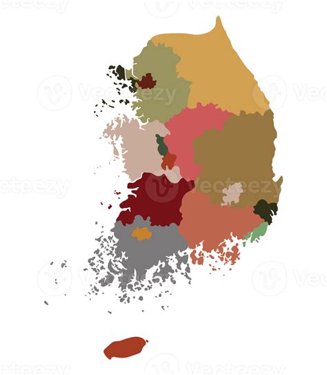 South Korea Map multicolor administrative regions 22797789 PNG