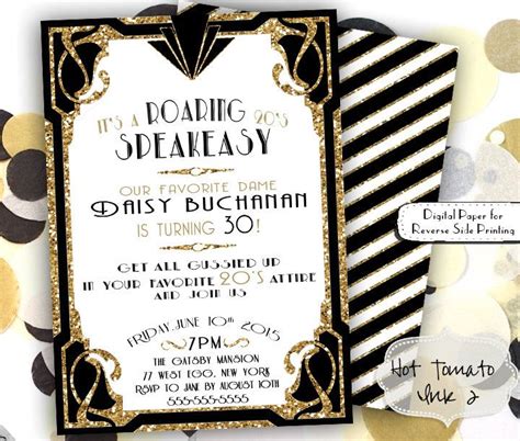 Roaring 20s Invitation Gold Glitter Birthday Party Etsy 1920s